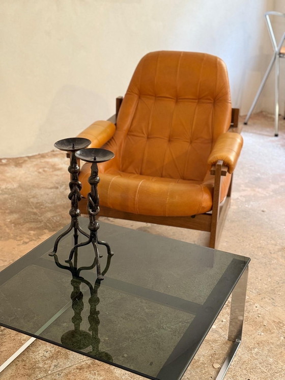 Image 1 of Tavolino da caffè in vetro cromato e fumé (anni '70)