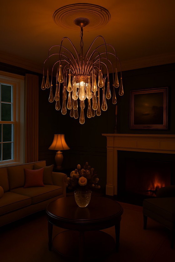 Image 1 of Grand lustre cascade de Murano vintage