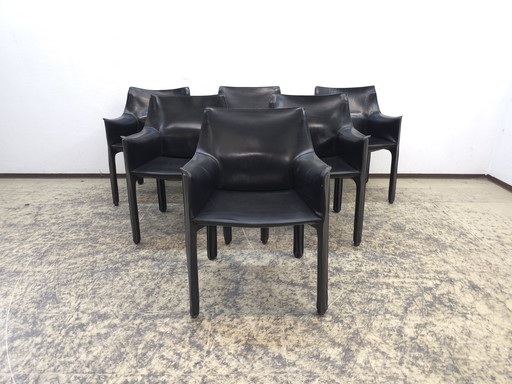 6x Cassina Cab Stühle Lederstühle Sessel Bellini