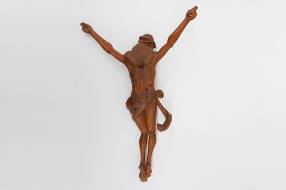 Image 1 of Handgeschnitztes Eichenholzkruzifix oder Corpus Christi, Belgien ca. 1900