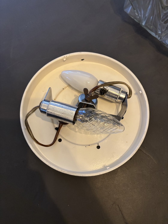 Image 1 of Vintage glazen plafondlamp / plaffoniere glas