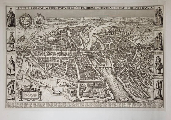 19th century engraving / Plan of Paris / Plan of Visscher – Decorative Objects, Paper (photo 11 of 11)