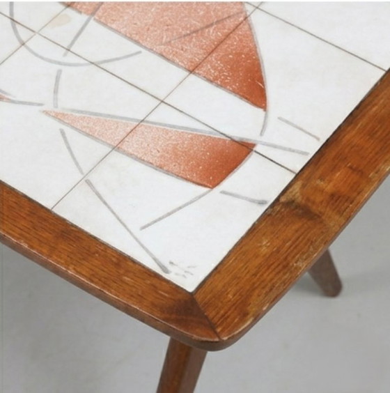 Image 1 of Vintage Scandinavian coffee table with tiled top - Edmund - 1950s