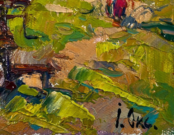 Image 1 of Original Oil Painting Summer Village Landscape Earth awakens to new life
