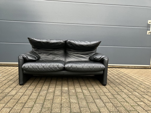 Cassina Maralunga 2Seater, Original Black Leather, Top Condition!