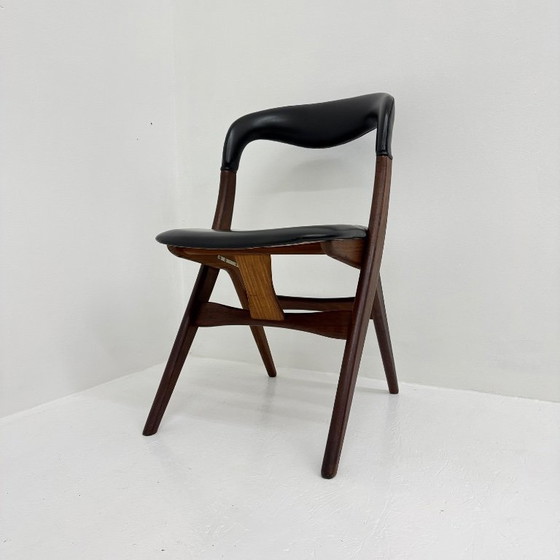 Sedia da pranzo vintage di Louis van Teeffelen, anni '60, Sedie da pranzo, Legno, Pelle, Marrone (foto 2 di 14)