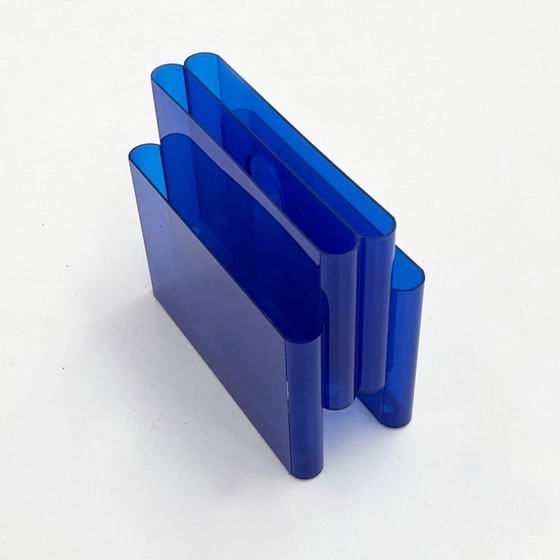 Image 1 of Lucite Blue Magazine Rack by Giotto Stoppino for Kartell, 1970s