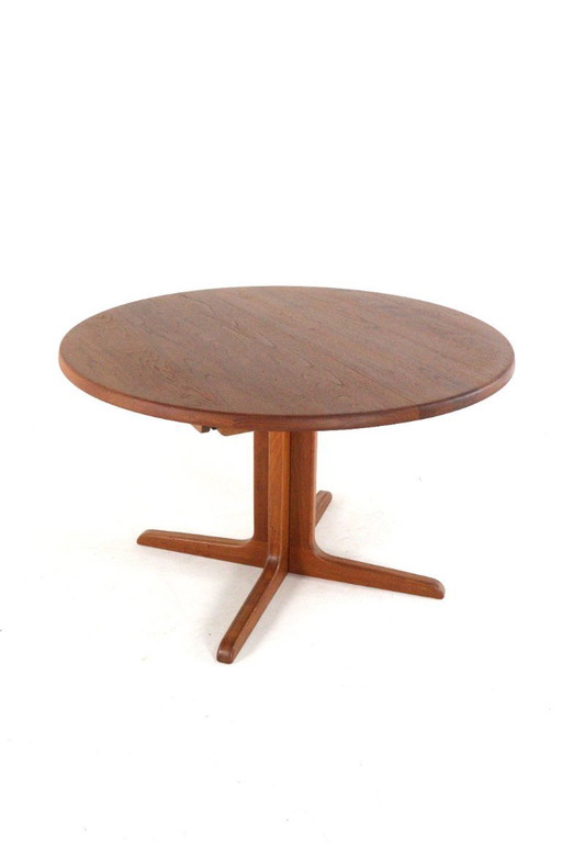 Niels Bach ronde 2x verlengbare eettafel 'Tylstrup' vintage massief teak
