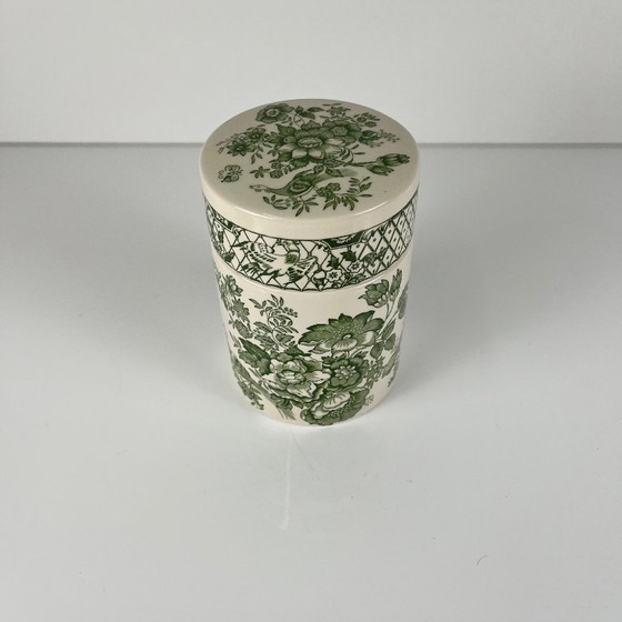 Image 1 of Steingutdose von Mason, grünes Dekor „Stratford“, England, 1970