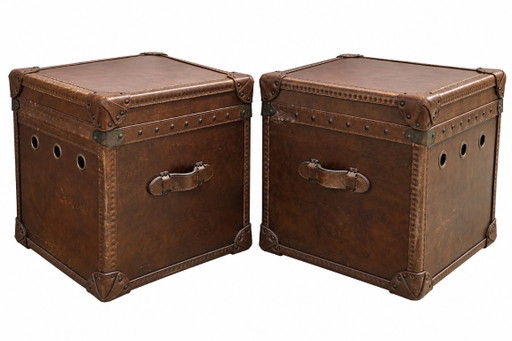 Set RH Mayfair Steamer Trunk Leder 2 x 22" Cube Vintage Cigar I