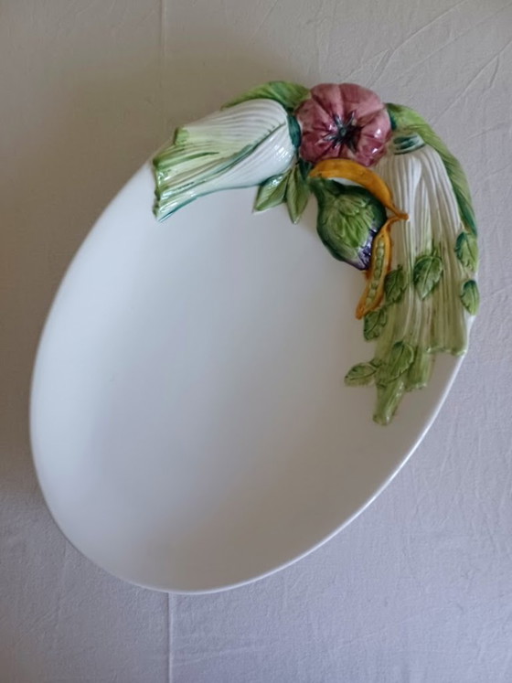 Image 1 of Bassano barbotine serving dish — Italian mid-century, hand-painted. 47cm!