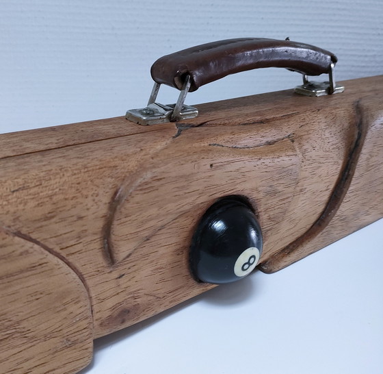 Image 1 of boîte bois queue billard sculpturale