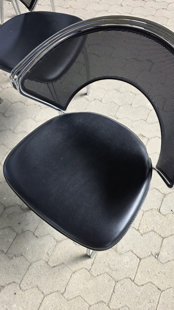 Image 1 of Set van 4 postmodernistische chromen stoelen, Italië, 1980