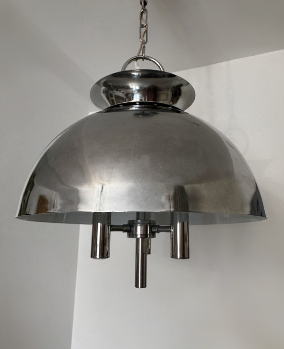 Image 1 of Space Age verchroomde kroonluchter 70's design