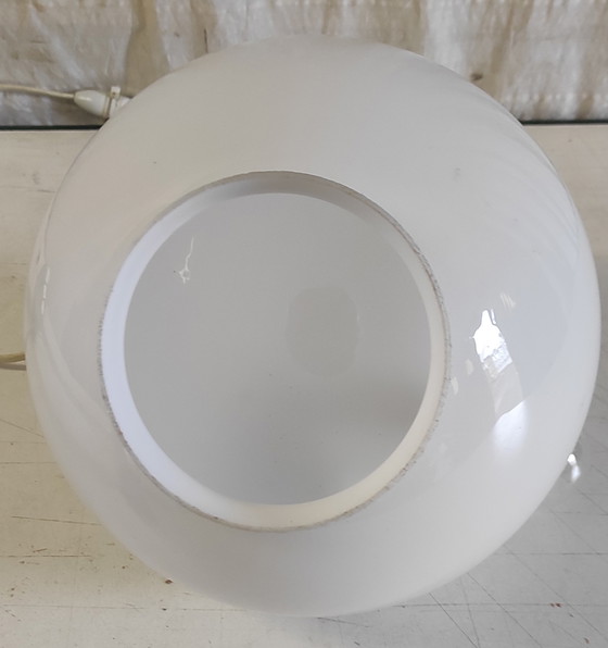 Image 1 of Bauhaus style pendant light in aluminum and opaline globe diam. 25 cm - mid. 20th century 
