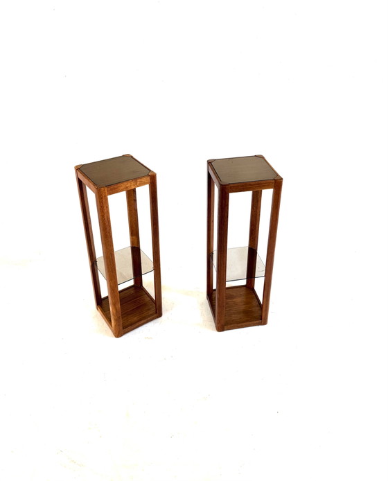 Supporto per piante vintage in teak e vetro fumé, Uldum Møbelfabrik anni '60 – Porta piante, Glass, Wood (photo 4 of 11)