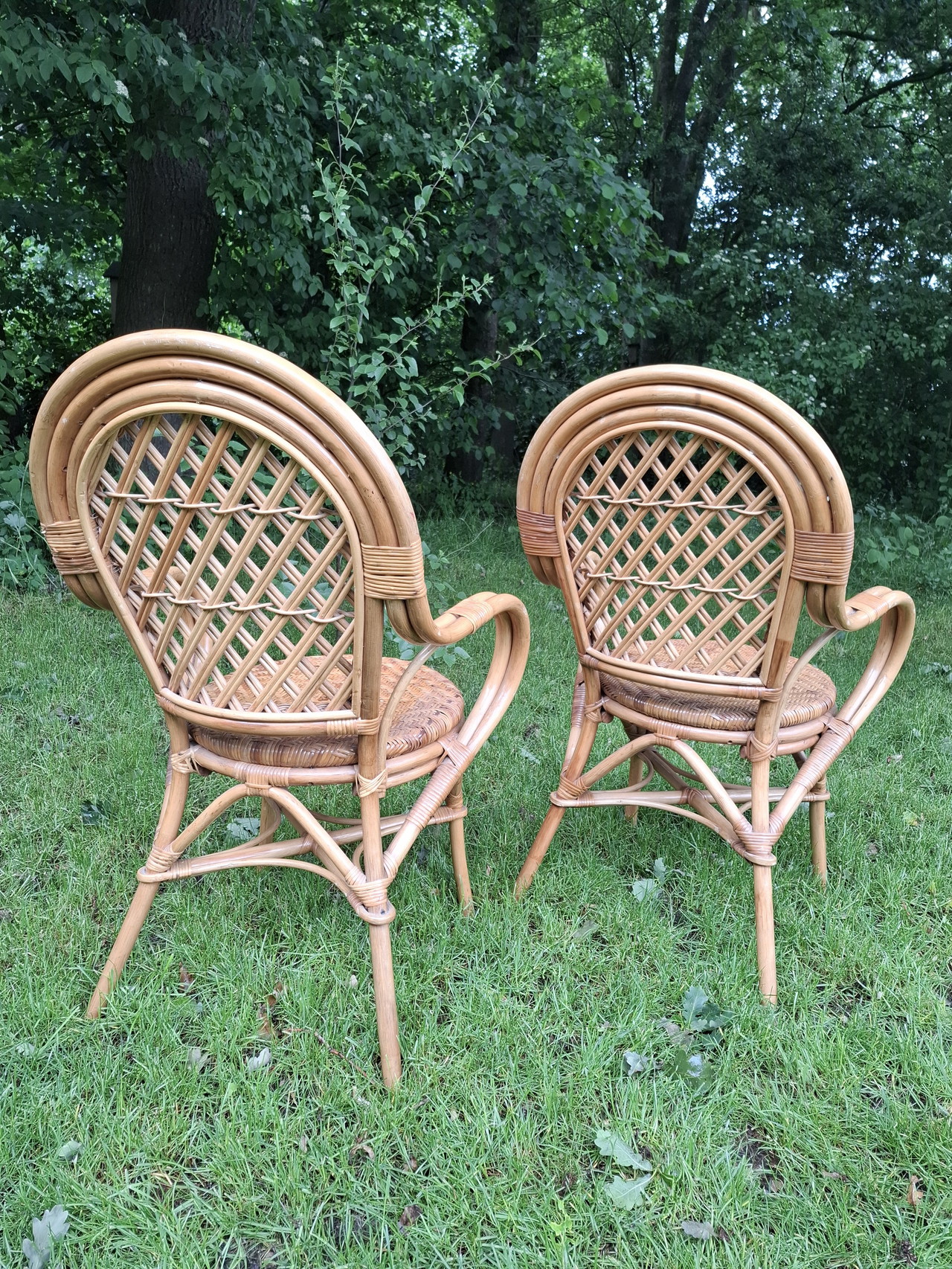 Set of vintage bamboo rattan chairs midcentury design €202