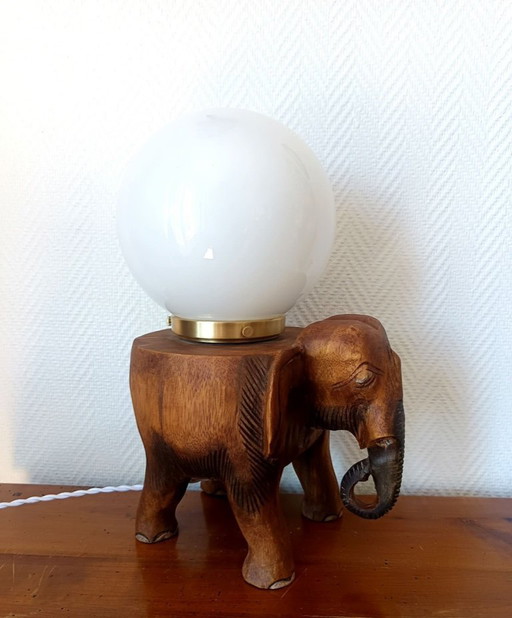 Elephant and opaline lamp