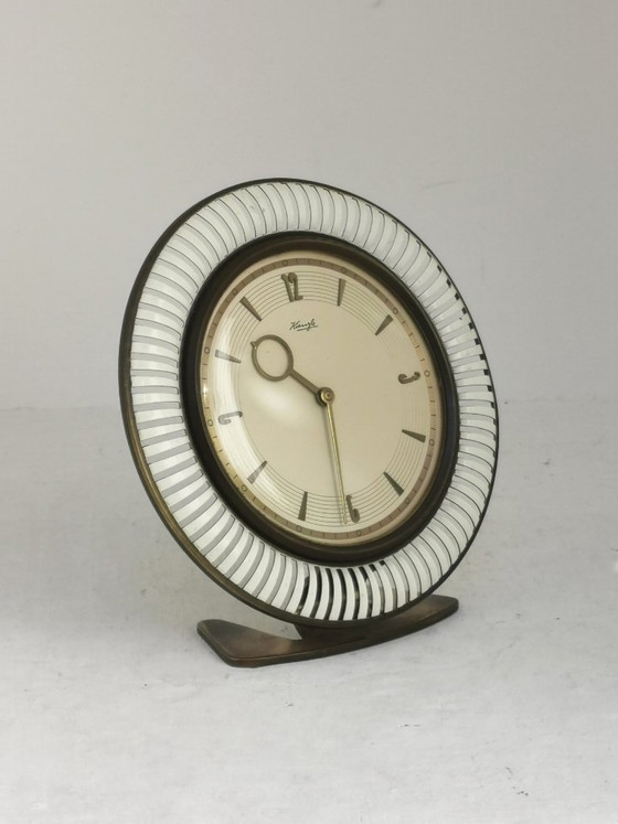 Image 1 of Heinrich Moller design Kienzle years '30 minimal neoclassic desk clock decò 8 days