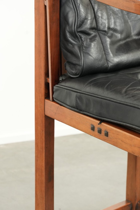 Image 1 of Black leather Schuitema Art Deco design dining/side/desk chair