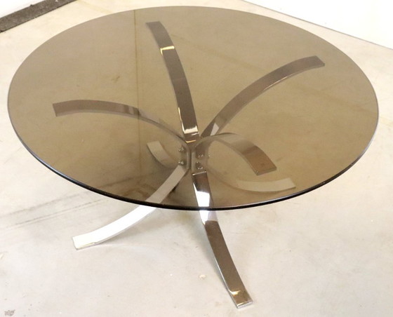 Image 1 of Tavolino vintage cromato con piano in vetro fumé 'Ostrau
