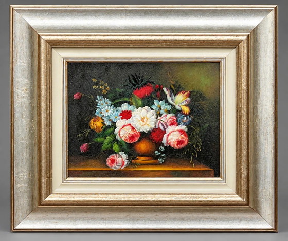 Stilleven met bloemen., Schilderijen & Tekeningen, Hout (foto 6 van 6)