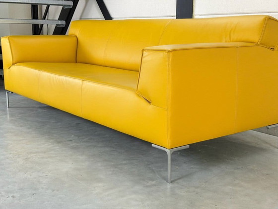 Design on Stock Bloq 3-seater sofa - ocher yellow leather, 3-5 seaters, Chrome (photo 7 of 10)