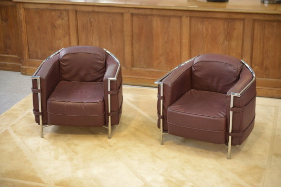 Image 1 of Een paar fauteuils in de stijl van Le Corbusier, jaren 70.