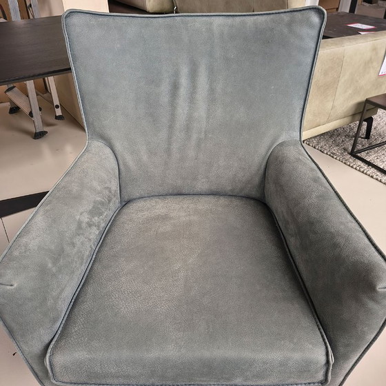 Sessel mit Drehfuß, grau, Metall, Leder, Modern (Foto 4 von 5)