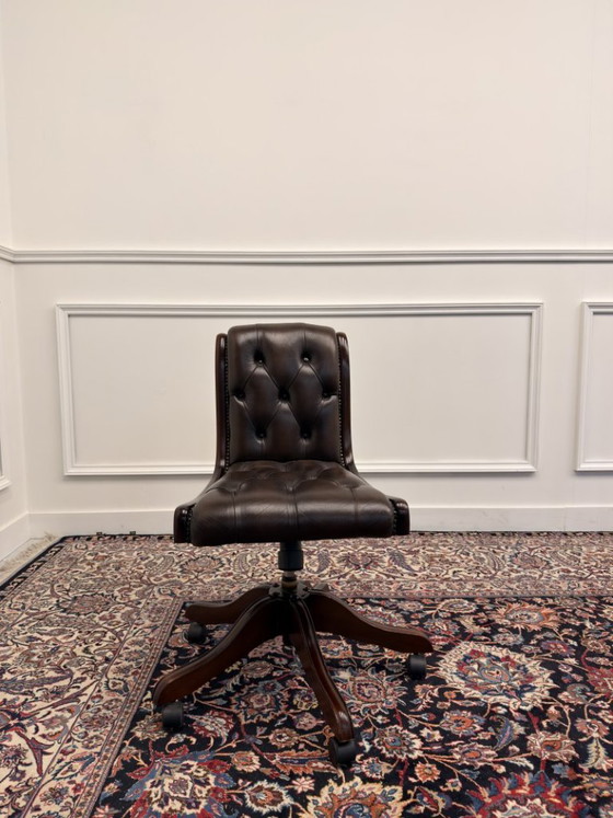 Sedia da ufficio Chesterfield classica inglese senza braccioli – Sedie da ufficio, Leather, Wood (photo 2 of 7)