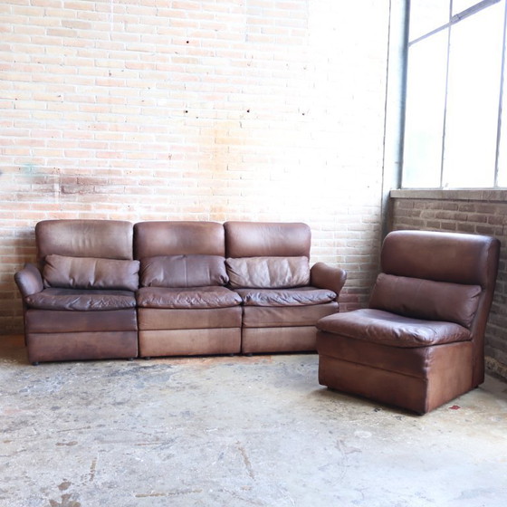 Image 1 of canapé intage elements cuir marron 1970