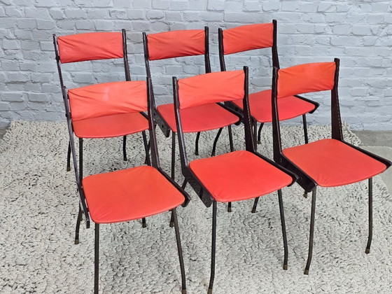 Image 1 of Sedie da pranzo italiane di design di metà secolo, produzione Brianza, set di 6, Italia, fine anni '50