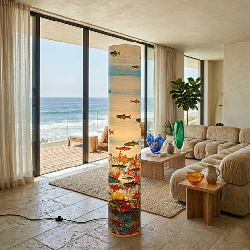 Wunderschöne Stehlampe „Aquarium“ aus den 1990er Jahren von Piero Fornasetti für Antonangeli