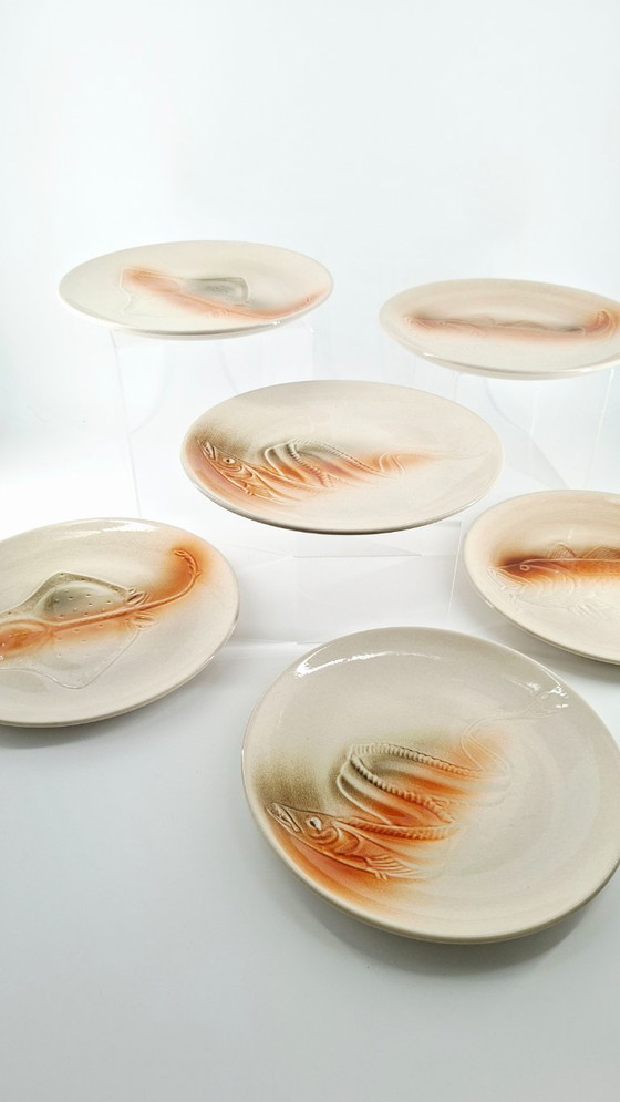 Set van 6 visborden – Saint-Amand aardewerk, vintage jaren 50-60 – saint arnand, Servies, Ceramic (photo 6 of 18)