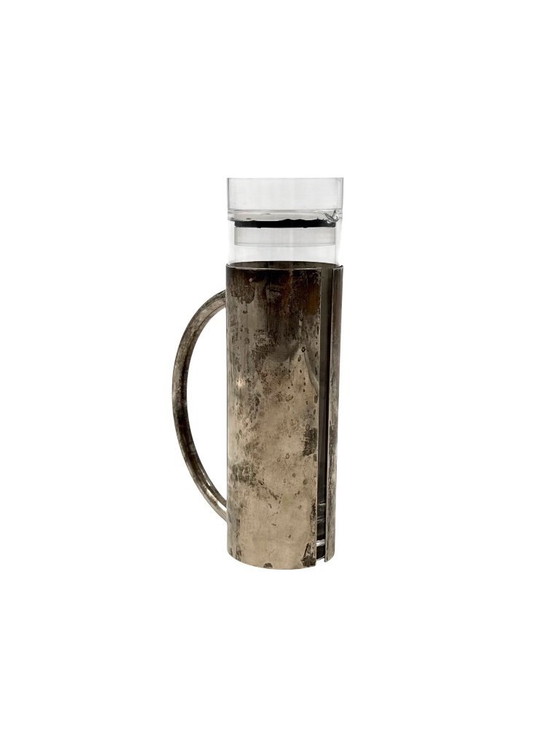 Image 1 of Huilier moderne en métal argenté et verre mod. Vigne à huile, Lino Sabattini Italie années 1970