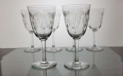 6 verres à eau / vin en cristal de Baccarat modèle Molière / présent au catalogue de 1916 de Baccarat (non signé car anté