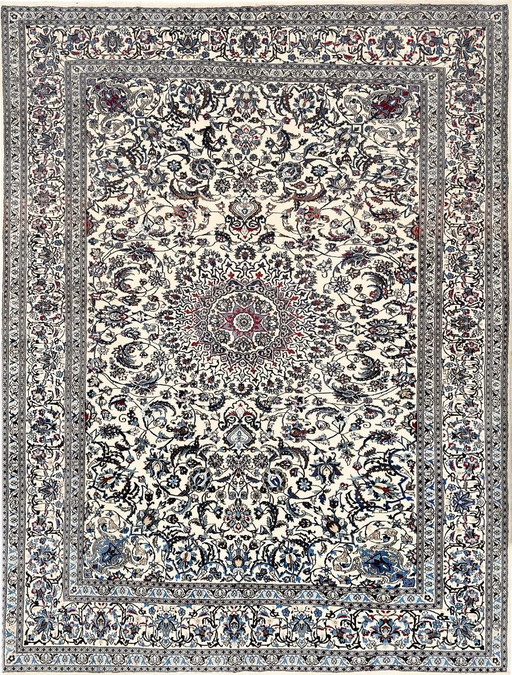 Origineel handgeknoopt Perzisch Tapijt Nain 9 La Fijn Met Zijde 390 X 297 Cm Top Conditie
