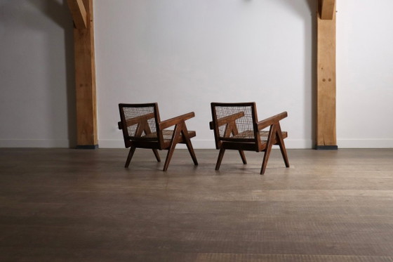 Fauteuils de salon Pierre Jeanneret PJ-SI-29-A en teck et rotin, années 1950 – Wood, Vintage (photo 12 of 16)
