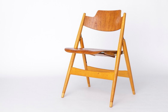 Image 1 of Set van 6 Egon Eiermann SE18 opvouwbare stoelen – Wilde + Spieth, jaren 50, vintage stoelen van teakhout en beukenhout
