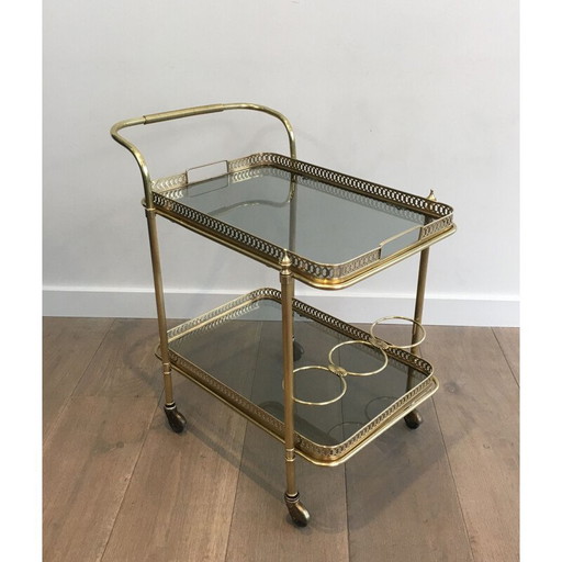 Vintage brass coffee table with neoclassical top, 1940