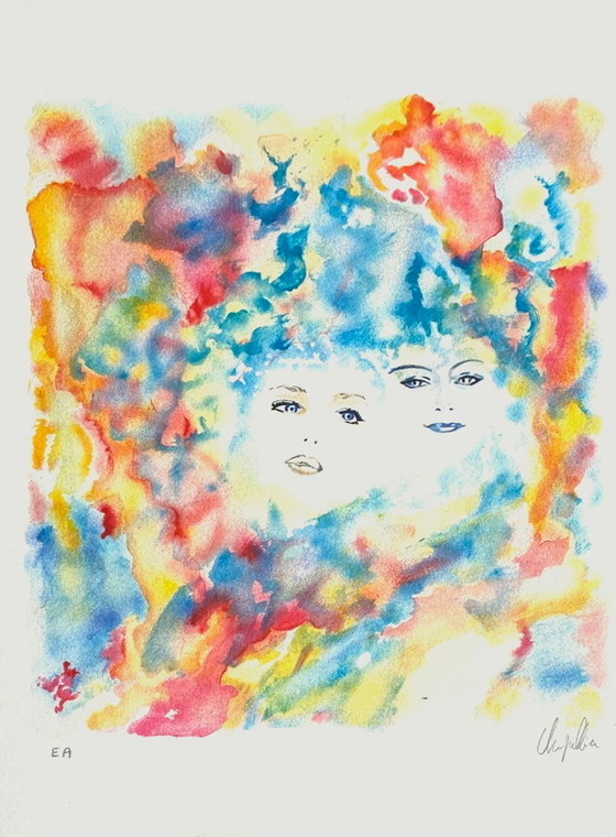 Image 1 of Cécile CHAPELLIER Complicité II Signierte Lithographie 1990