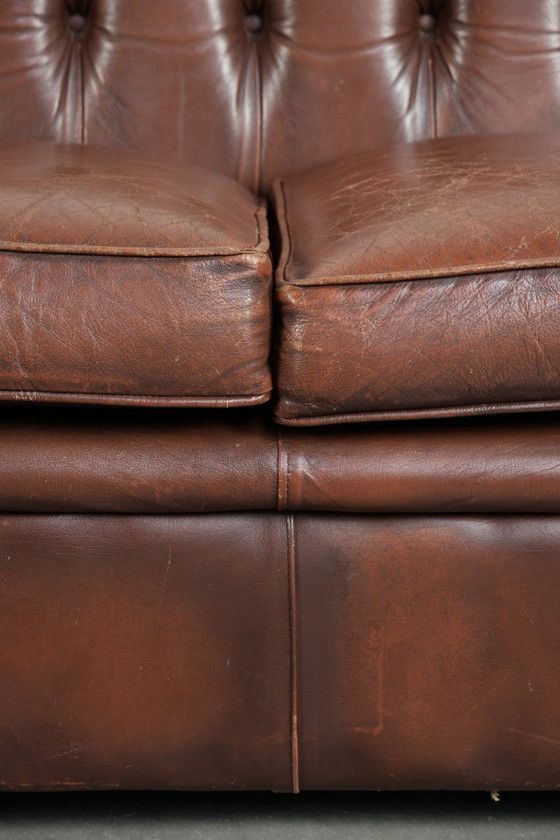 Image 1 of Vintage Brown Cowhide Leather English Chesterfield 2.5-Seater Sofa