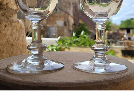 6 engraved glass wine/water glasses from the early 20th century. – Glass & Decanter, Crystal (photo 6 of 10)