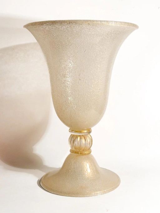 1950s Gilded Pulegoso Murano Glass Vase – vazen, Gold