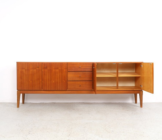 Vintage teak Sideboard with doors and drawers, 1960s, Wood, Brown, Mid Century Modern (photo 3 of 11)