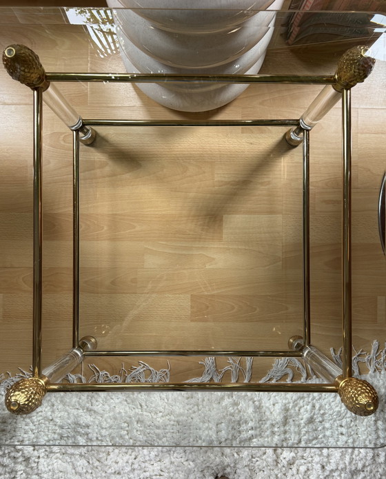 2 Unique Large Vintage Side tables Hollywood Regency-style/Mid Century Modern – Glass, Plexiglass (photo 14 of 15)