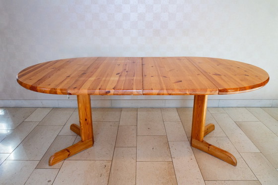 Image 1 of Table à Manger Extensible Ronde en Pin Massif, 1970-80