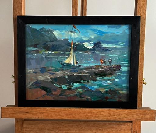 A Sailboat near the Seashore