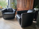 2 x Enzo Luca Archchairs & Leather Ottoman