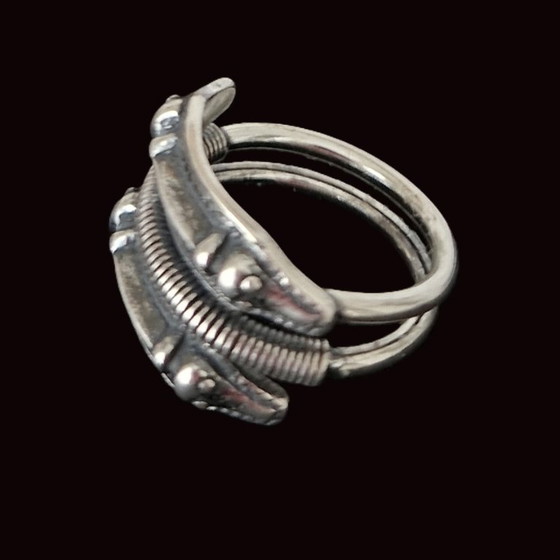 Image 1 of Bague danoise en argent avec serpents - Unique - Taille 18.5